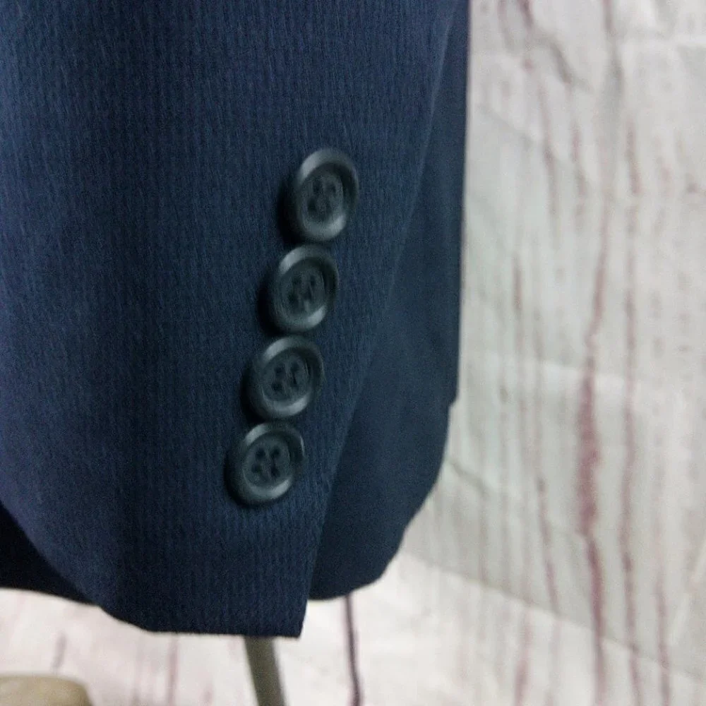 Austin Reed 43L Wool 2 Button Blue Hopsack Suit Blazer Jacket